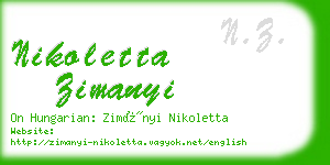 nikoletta zimanyi business card